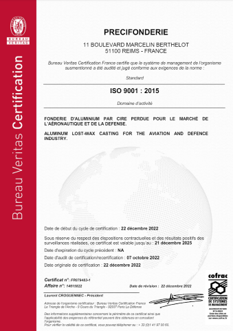 Certification ISO 9001